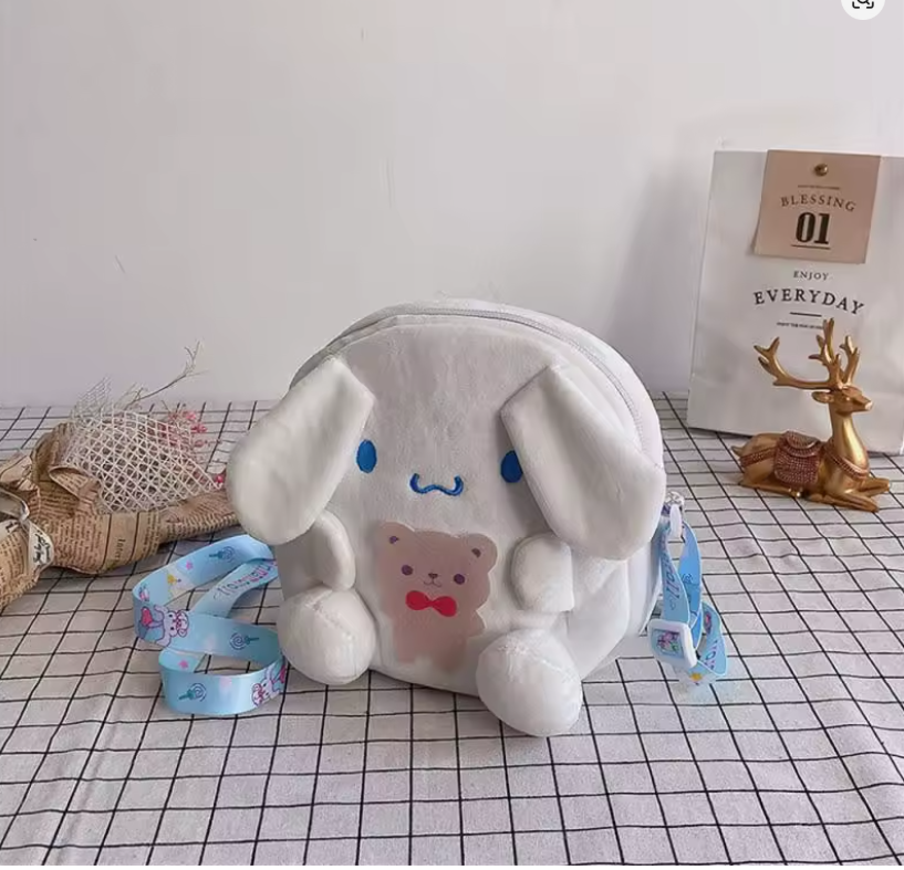 cartera de kuromi, pompompurin, my melody, cinnamoroll