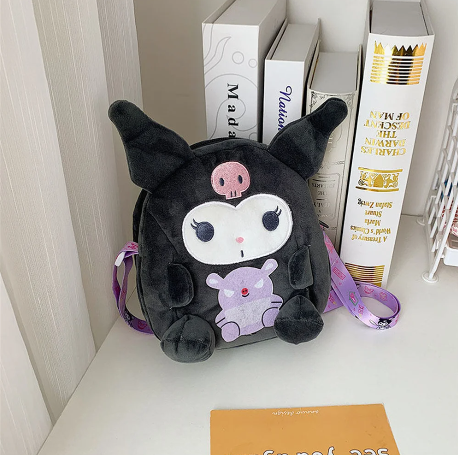 cartera de kuromi, pompompurin, my melody, cinnamoroll