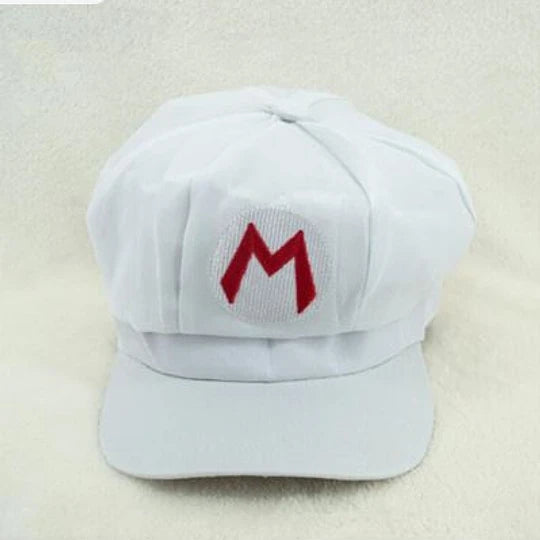 gorro boina de mario blanca