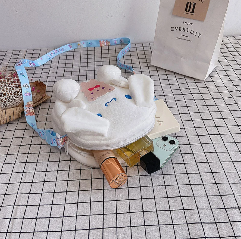 cartera de kuromi, pompompurin, my melody, cinnamoroll