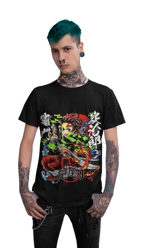 Polera Tanjiro fuego y agua Kimetsu No Yaiba - amplitudmodulada